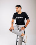 Camiseta Masculina Believr Preta Algodão Manga Curta