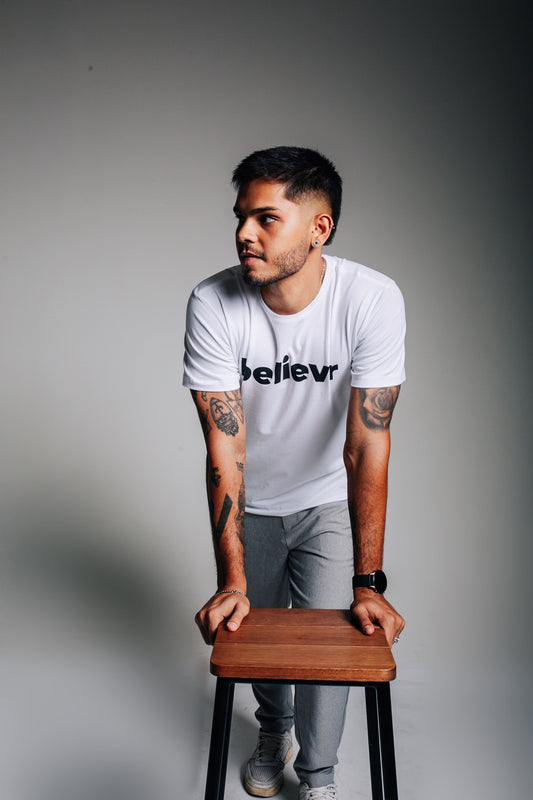 Camiseta Masculina Algodão Manga Curta Branca Believr