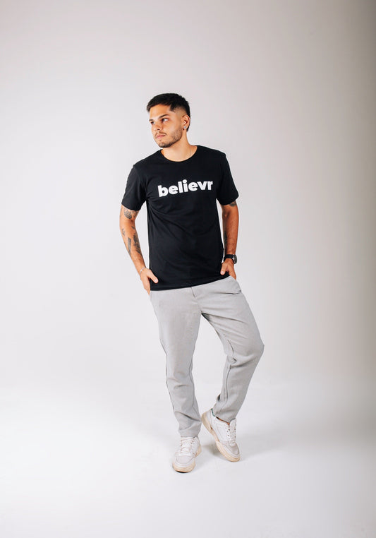 Camiseta Masculina Believr Preta Algodão Manga Curta