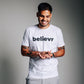 Camiseta Masculina Algodão Manga Curta Branca Believr